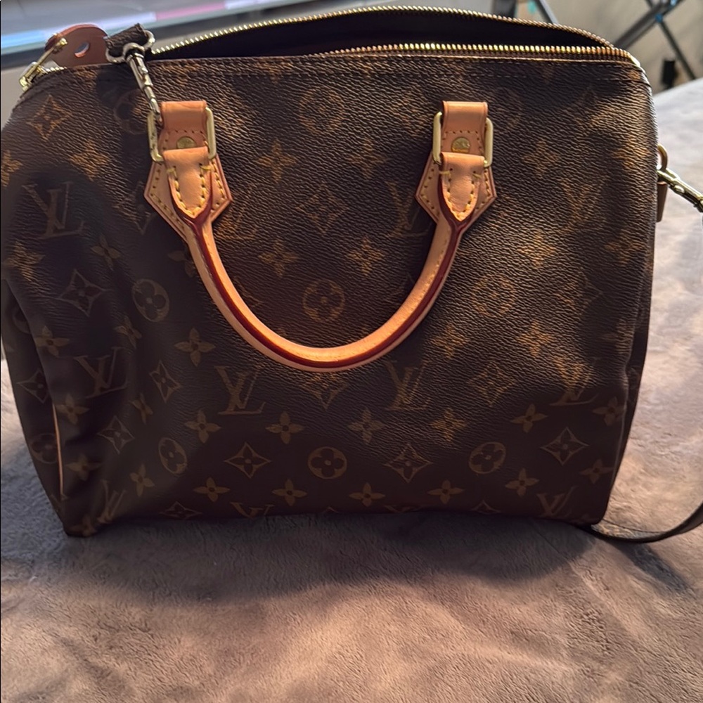 Louis Vuitton Brown Satchel with Monogram Canvas